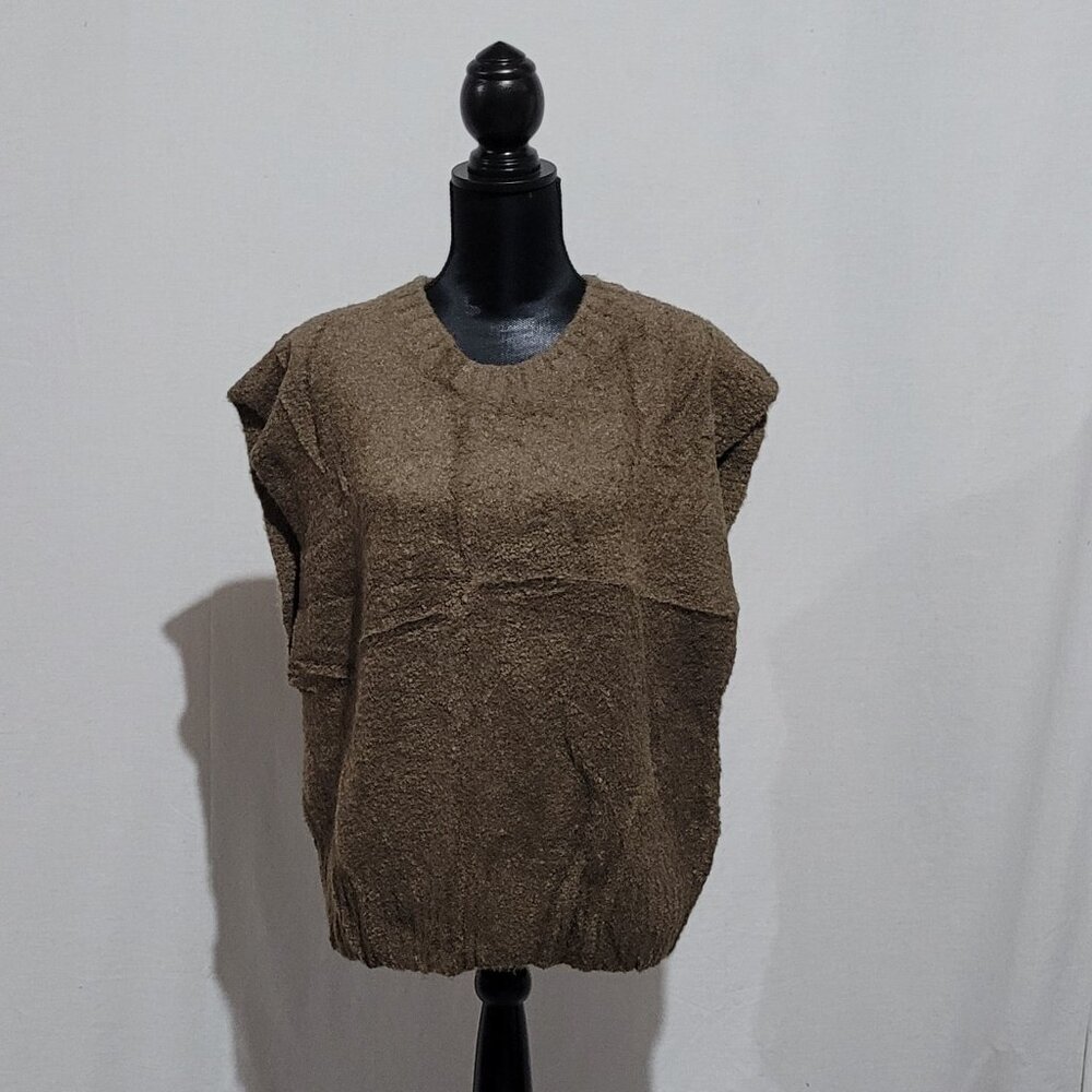 Madewell sweater sleeveless vest fuzzy brown acrylic plus size XL preppy neutral